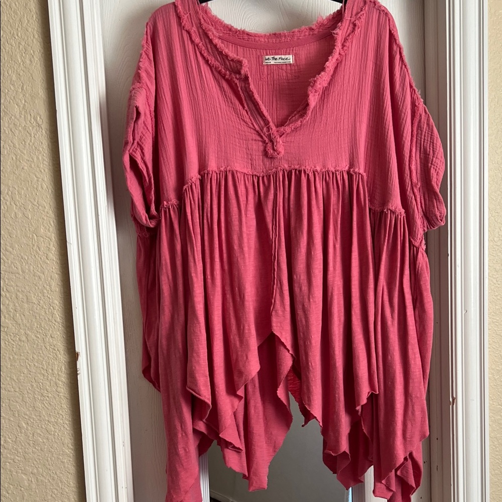 Free People Pink Flowy Babydoll style Tunic Top